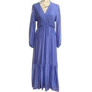 Dexie V-neck Long Sheer Sleeve Maxi Dress in Lavender Size Small